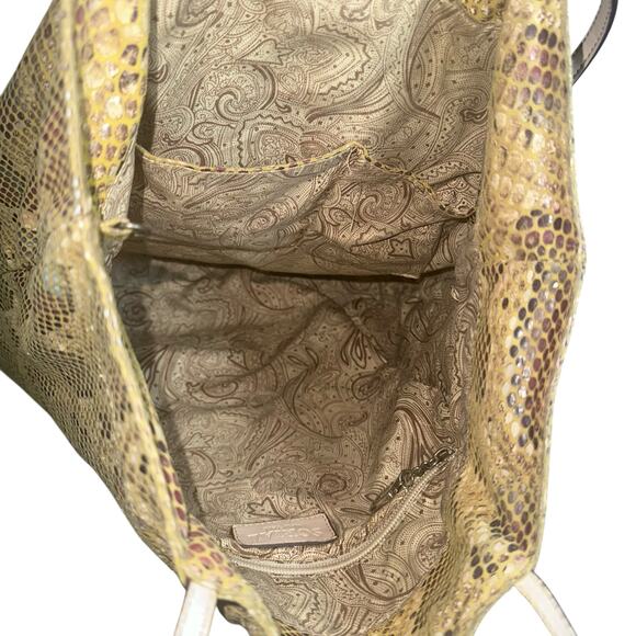 Sorial Gold Snakeskin Embossed Leather Tote Bag Shoulder Shopper - Picture 14 of 14